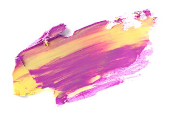 Wall Mural - Grunge purple yellow brush strokes oil paint isolated on white background, clipping path