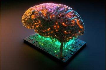 Illustration about the human brain and computer.