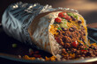 Burrito, street fast food, mexican cuisine popular dish. AI
