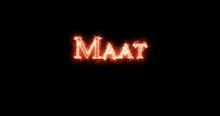 Maat,ancient Egyptian Goddess, Written With Fire. Loop