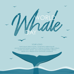 Wall Mural - Vector Whale Tail for World Whale Day