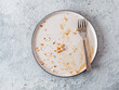 Empty dirty plate, top view