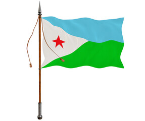 National flag of Djibouti. Background  with flag  of of Djibouti.