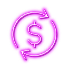 Poster - currency exchange line icon. money transfer. neon light effect outline icon.