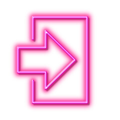 Poster - Login arrow line icon. Sign in. Neon light effect outline icon.