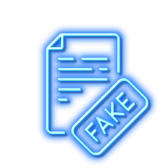 Poster - fake news line icon. propaganda conspiracy document sign. neon light effect outline icon.