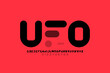 © piai - UFO font, experimental alphabet, letters and numbers vector illustration