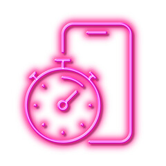 Poster - Timer app line icon. Stopwatch time sign. Neon light effect outline icon.