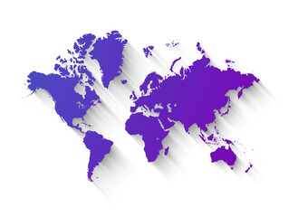 Wall Mural - Purple world map illustration on a transparent background