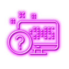 Poster - Question mark line icon. Online quiz test sign. Neon light effect outline icon.