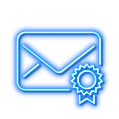 Poster - verified mail line icon. confirmed message correspondence sign. neon light effect outline icon.