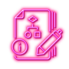 Poster - Documentation with algorithm line icon. Technical instruction sign. Neon light effect outline icon.