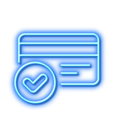 Wall Mural - Approved credit card line icon. Accepted payment methods sign. Neon light effect outline icon.