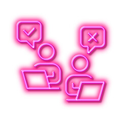 Poster - online voting line icon. internet vote sign. neon light effect outline icon.