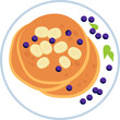 Tasty breakfast flat icon Pancakes with blueberries