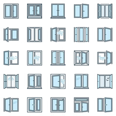 Poster - window colored icons set - windows creative symbols