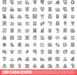 © ylivdesign - 100 cash icons set. Outline illustration of 100 cash icons vector set isolated on white background