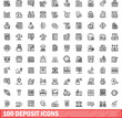 © ylivdesign - 100 deposit icons set. Outline illustration of 100 deposit icons vector set isolated on white background
