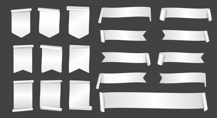 Aufkleber - Vector White ribbons tags labels and stickers. Paper roll long design for business background
