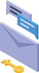 Poster - Secured mail icon isometric vector. Vpn network. Internet system