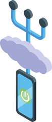 Poster - Phone cloud vpn icon isometric vector. Server computer. System online