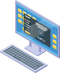 Poster - Computer vpn icon isometric vector. Server network. Data security