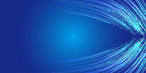 Fototapete - Blue lines of technology stretching symmetrically into the distance