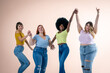 © MandriaPix - Body Positive and Acceptance, multiracial group of women with different body and ethnicity posing together to show the woman power and strength, curvy, plus size and skinny kind of female body concept