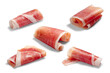 Jamon, Prosciutto, Speck, Dry Cured Meat or Ham slice, rolled up isolated png