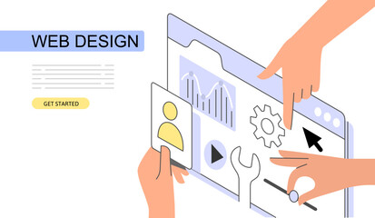 Web page Isometric Concept. Use for web page, banner, infographics. Flat illustration editable line. Ui UX design
