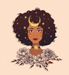 © Любовь Овсянникова - Vector Illustration Mysterious black woman with the sky full of stars in her hair.