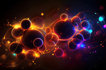 Wall Mural - abstract glowing organic colorful plexus style futuristic technology background, made with generativ
