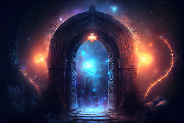 Wall Mural - fantasy magical colorful space portal to another dimension, made with generative ai