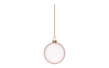 Wall Mural - glossy transparent copper glow glass ball christmas christmastree hanging from top upright 3d render