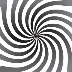 Vector black and white spiral sunburst on isolated background.