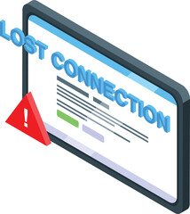 Poster - Tablet lost connection icon isometric vector. Internet error. Web failure