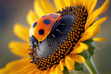 Dujiea Funny Sunflowers Ladybugs Spare Tire Cover, Universal Wheel Tire Cover Dust-Proof Tire Protectors for Trailer Rv Van SUV Tr Ladybug on a sunflower with the sun shining in the background