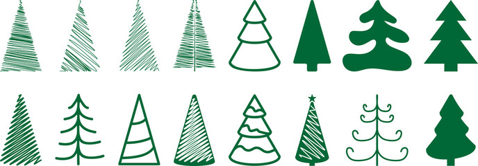 Poster - Christmas tree icons. PNG image