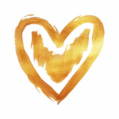 Wall Mural - Golden Heart on white Background - Love Symbol