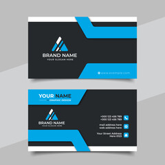 Wall Mural - blue modern creative business card and name card horizontal simple clean template vector design