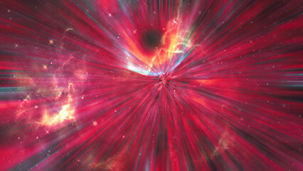 Poster - Cosmic space and stars, cosmic abstract background and red light effect. Beautiful Galaxy.