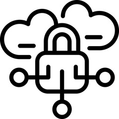 Poster - Digital padlock icon outline vector. System tablet. Sensor plant