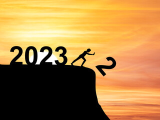 Wall Mural - 2023, new year wishing and 2022 illustration.