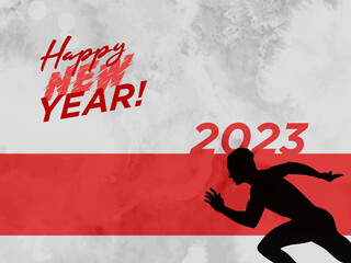 Wall Mural - Fitness runner, 2023, wishing happy new year and new year greetings image.