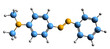 3D image of 4-Dimethylaminoazobenzene skeletal formula - molecular chemical structure of Methyl yellow isolated on white background