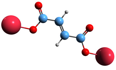 Sticker -  3D image of Sodium fumarate skeletal formula - molecular chemical structure of Disodium fumarate isolated on white background