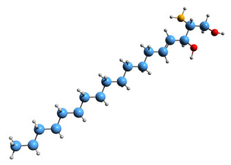 Wall Mural -  3D image of Sphingosine skeletal formula - molecular chemical structure of  18-carbon amino alcohol isolated on white background