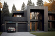 Modern house in dark graphite tones with convenient entrance and garage