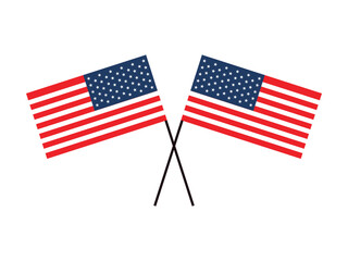 Sticker - usa flags in poles