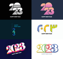 Canvas Print - Big Set of 2023 Happy New Year logo text design 2023 number design template